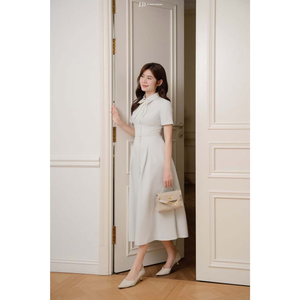 Đầm Cổ Đức Xếp Ly Dài 1S18.2603. Đầm Sơ Mi Nữ Dáng Dài Thanh Lịch, Váy Dài Dáng A Công Sở Xếp Ly Dáng Dài Nữ Tính By JM