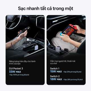 Bộ Tẩu Sạc Xe Hơi CUKTECH CC903P Kèm Cáp C Rút Gọn | 2C1A Công Suất Sạc Max 100W | Bảo hành 18 Tháng