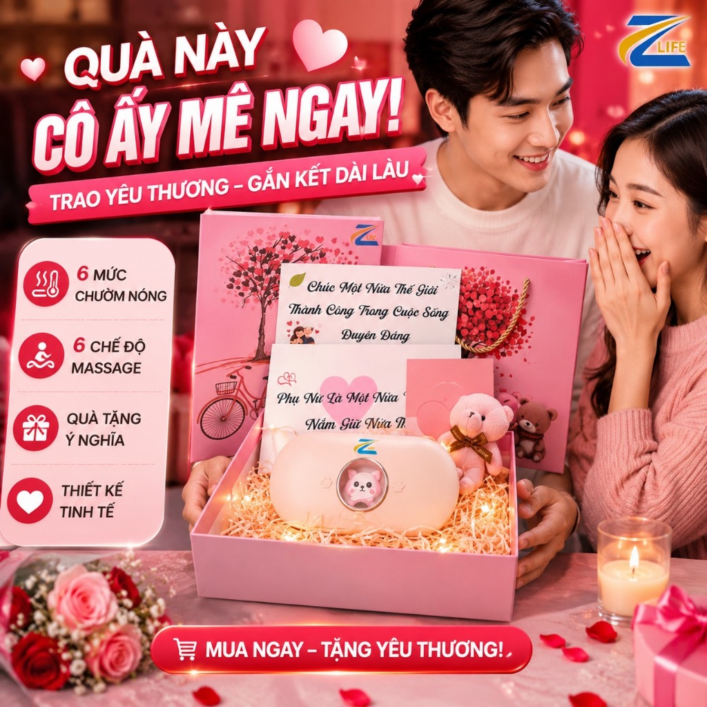 Quà tặng sn cho nữ, Set Quà Tặng Bạn Gái, Người Yêu Máy Massage Chườm Ấm Giảm Đau Bụng Kinh