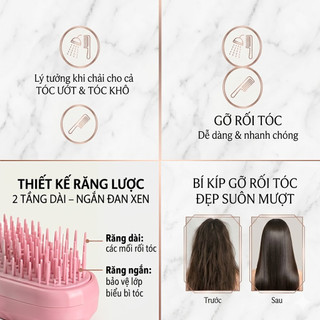 Lược Gỡ Rối Mono Răng Lược Đa Tầng Chống Tĩnh Điện Cao Cấp - Dùng Được Cho Cả Tóc Rối & Hư Tổn, Chải Tóc Khi Khô & Ướt