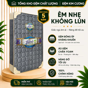 Đệm bông ép Kim Cương Four D chần mix foam gấp 2 bông xanh nano kháng khuẩn bảo hành 5 năm