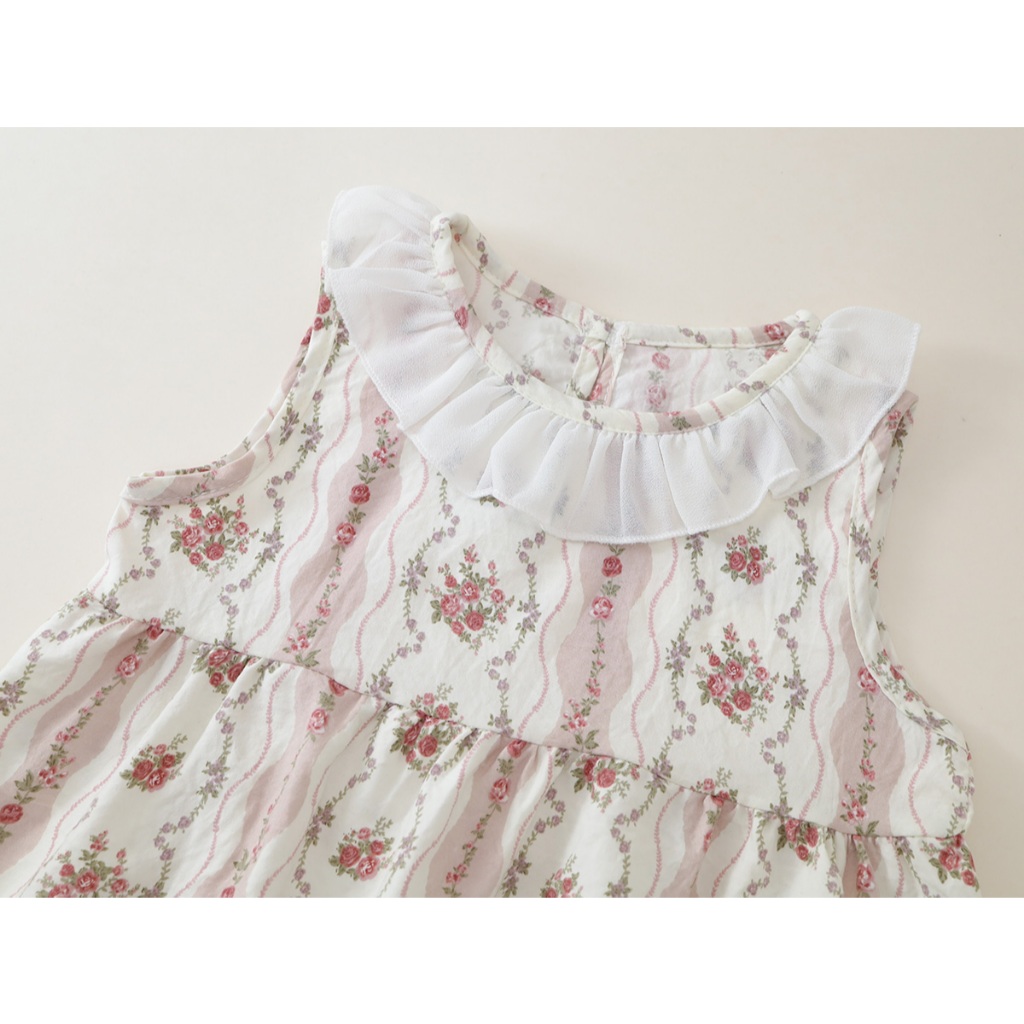 Set Bộ Bé Gái, Đồ Bộ Bé Gái Thiết Kế Cổ Bèo  Họa Tiết Hoa Chất Liệu Mềm Mại Mặc Hàng Ngày