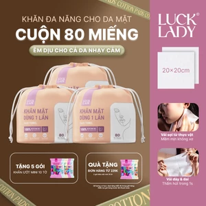MUA 3 túi khăn giấy, khăn mặt dùng một lần Luck Lady 80 tờ TẶNG 5 gói khăn ướt Luck Lady mini 10 tờ