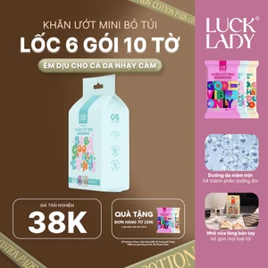 Khăn ướt mini cao cấp Luck Lady, khăn ướt bỏ túi nhỏ gọn tiện lợi, 10 tờ/gói