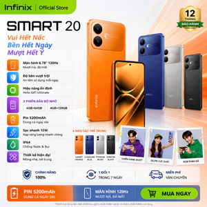 Điện thoại Infinix SMART 20 (4GB/128GB) | Màn hình 120Hz | Helio G81 Ultimate | Pin 5200mAh | BH 12T