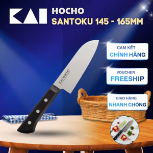 Dao Bếp Đa Năng Kai Indian Hocho Santoku bản to đầu tròn bằng thép không gỉ 145mm/165mm