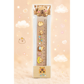 Thước kẻ Capybara 15cm dễ thương kèm topper 3D dụng cụ học tập văn phòng phẩm cute