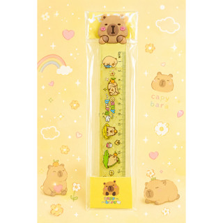 Thước kẻ Capybara 15cm dễ thương kèm topper 3D dụng cụ học tập văn phòng phẩm cute