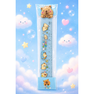 Thước kẻ Capybara 15cm dễ thương kèm topper 3D dụng cụ học tập văn phòng phẩm cute
