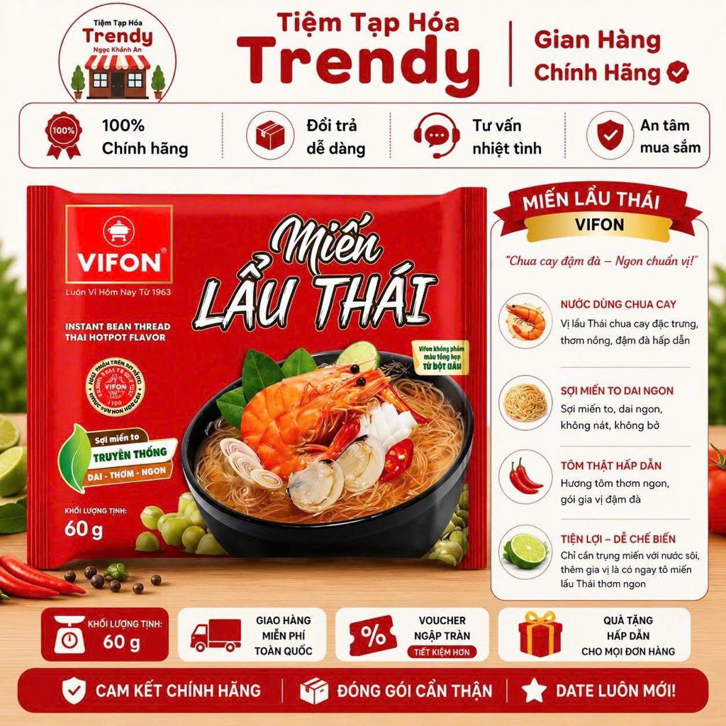 Bộ 3 Miến Ăn Liền Vifon Siêu Ngon Thùng 24 Gói - Nước Dùng Thanh Ngọt, Miến Dai Thơm