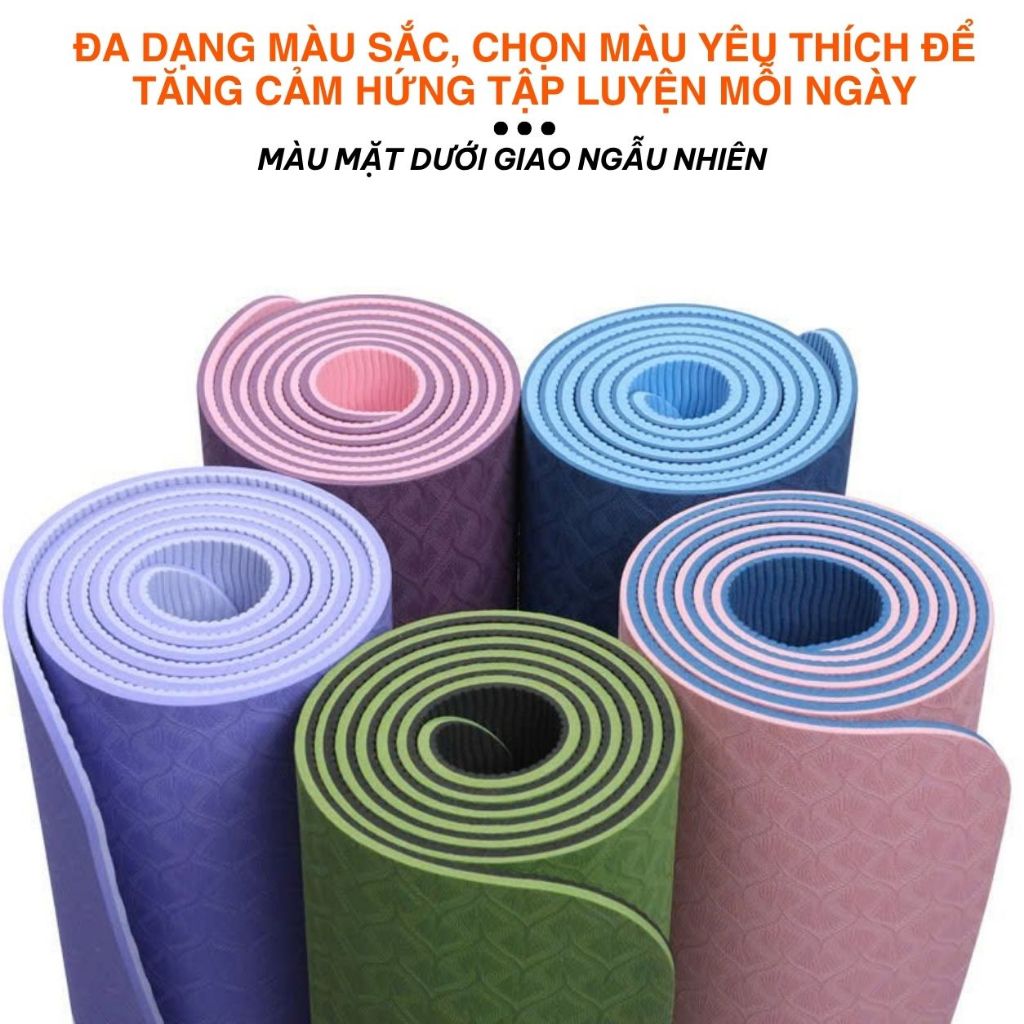 Thảm Yoga Định Tuyến 6/8/10mm Chống Trượt Chất Liệu TPE Cao Cấp Kèm Túi Đựng Đàn Hồi Tốt TOPBODY
