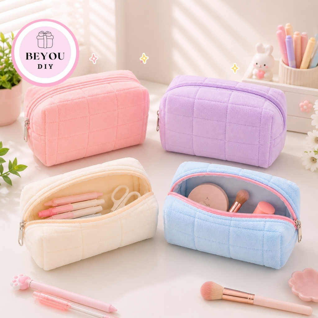 Hộp Đựng Bút, Đồ Trang Điểm Bằng Vải Nỉ Loại Lớn Tiện Dụng, Túi Đựng Bút, Túi Makeup - BEYOU