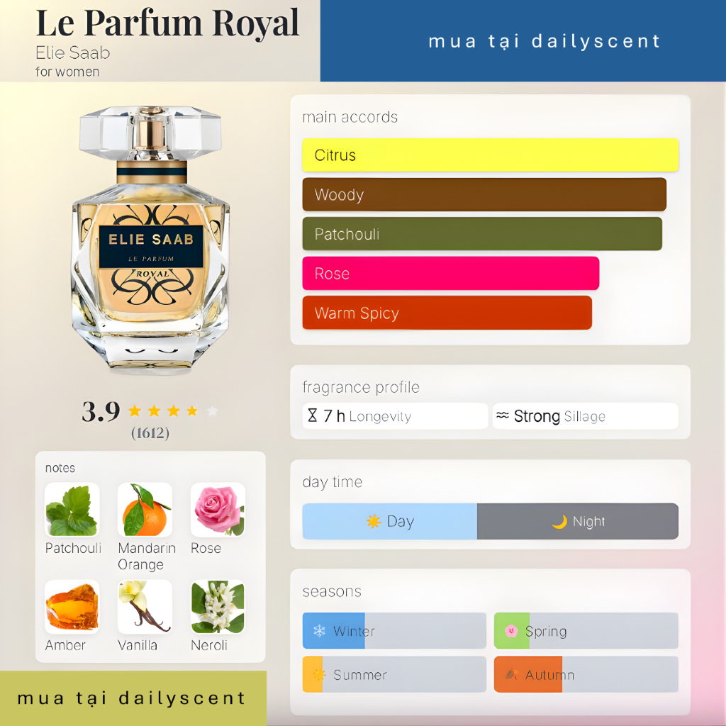 Nước hoa Elie Saab Le Parfum EDP 90ml| Nước hoa nữ| Nước hoa mùi ngọt dịu| Nước hoa nữ trẻ trung| Dailyscent