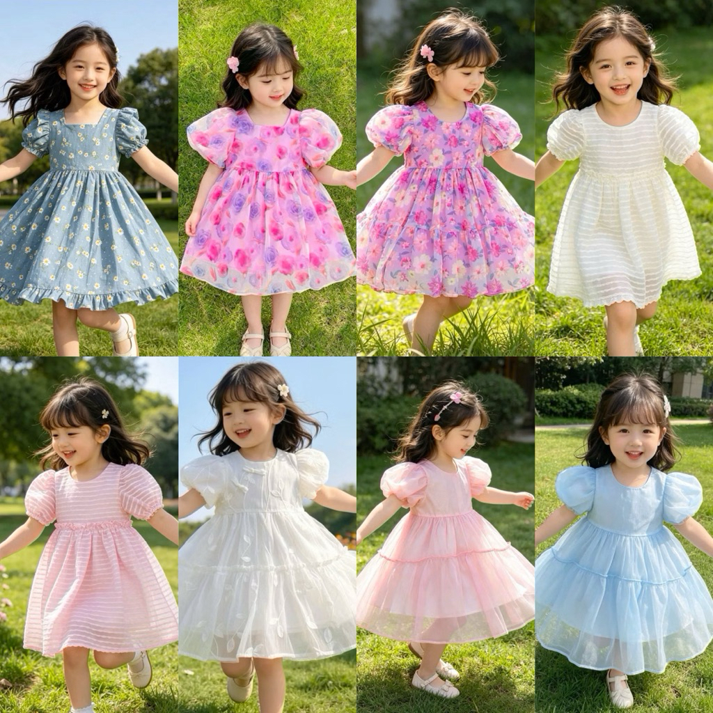 Váy Công Chúa Bé Gái Mina 2-11Y (10-36kg) Đầm Xòe Nhẹ Nhàng Đi Chơi, Dự Tiệc size 2-11y(10-36kg)