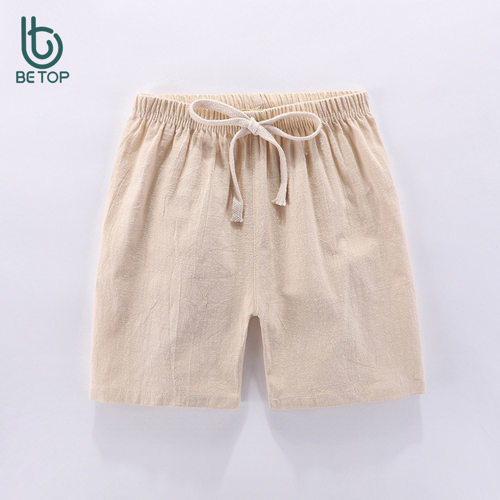 Quần Đùi Vải Đũi Cho Bé BETOP, Quần Sooc Unisex Bé Trai Bé Gái, Mềm Mát Thoáng Khí Cho Bé 10-45kg (QT011)
