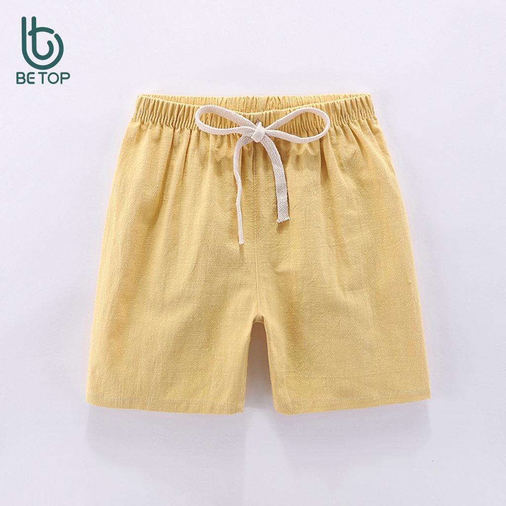 Quần Đùi Vải Đũi Cho Bé BETOP, Quần Sooc Unisex Bé Trai Bé Gái, Mềm Mát Thoáng Khí Cho Bé 10-45kg (QT011)
