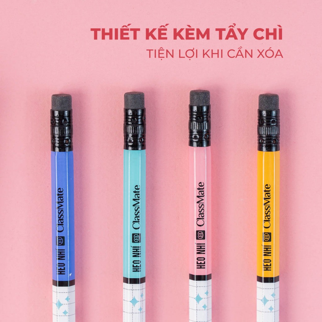 Bút Chì Heo Nhí CLASSMATE Bút Chì 2B, Chì Gỗ Có Tẩy, Nét Bút Mịn, Ăn Giấy, Bé Tập Viết, Nhạy Máy Chấm Thi CL-PC317