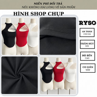 Áo Cổ Yếm Nữ Đan Dây Lệch Vai Có Mút Đệm Chất Thun Borip Co Giãn Ôm Body Tôn Dáng AY02 RYSO STORE