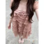 Đầm tay hến bèo tầng viền lụa