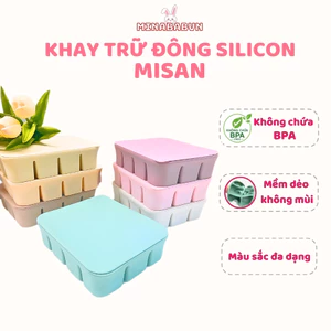 Khay trữ đông silicone Misan 6 ô và 12 ô kèm nắp, Khay đựng đồ ăn dặm cho bé bảo đảm an toàn