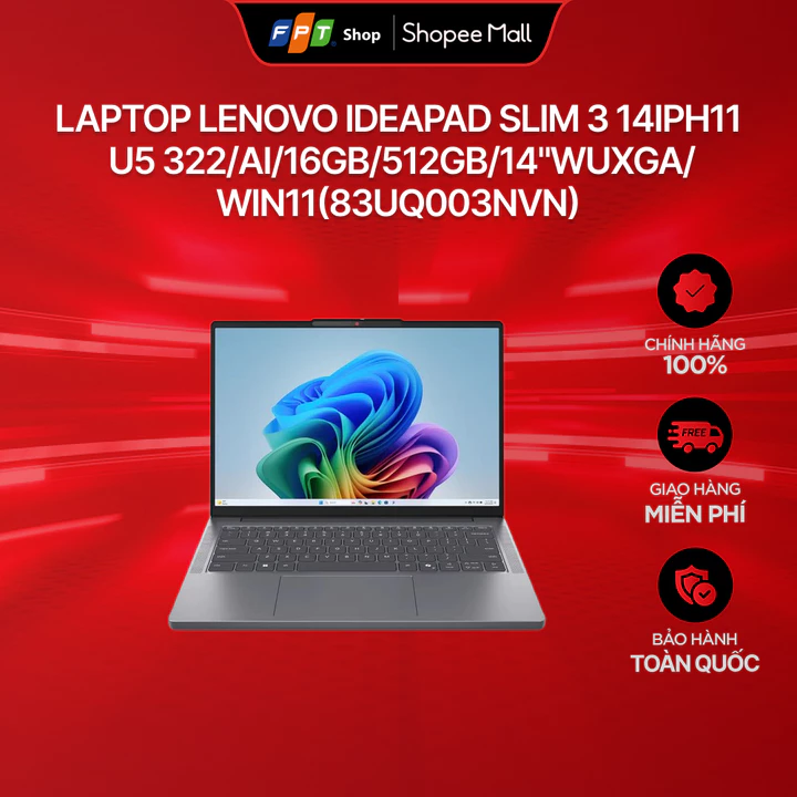 Laptop Lenovo IdeaPad Slim 3 14IPH11 U5 322/AI/16GB/512GB/14"WUXGA/Window 11 Home SL (83UQ003NVN)