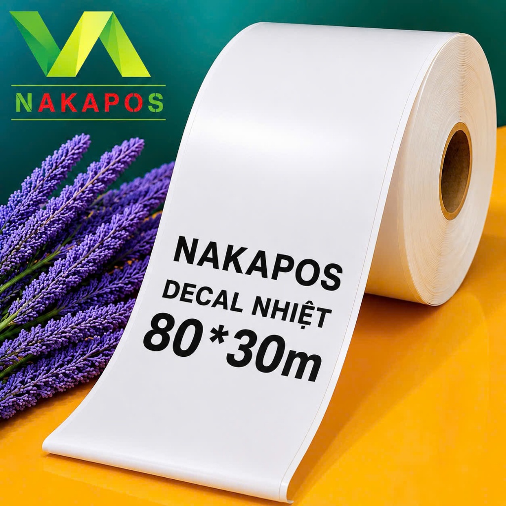 Giấy in nhiệt K80 Decal 80mm liên tục in bill livestream dán đuoc 80x30m in máy tự cắt tem in đơn hàng K80x30 giấy nhiệt