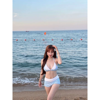 Bikini xanh kẻ caro màu mát lịm Hàng QC Bikini Hottrend summer