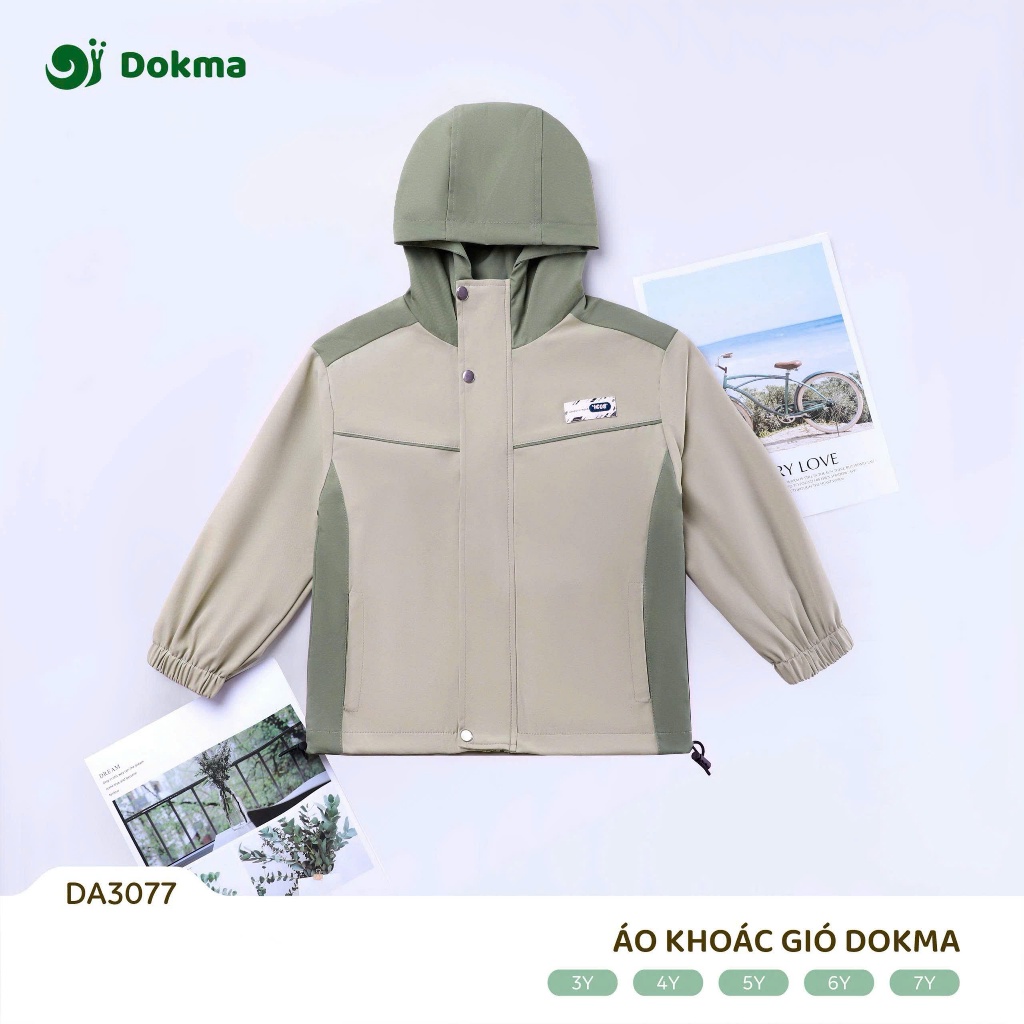 (12-22kg, 3-7Y) Áo Khoác Gió Có Mũ Dokma Cho Bé DA3214 DA3077 DA3216 DA3217