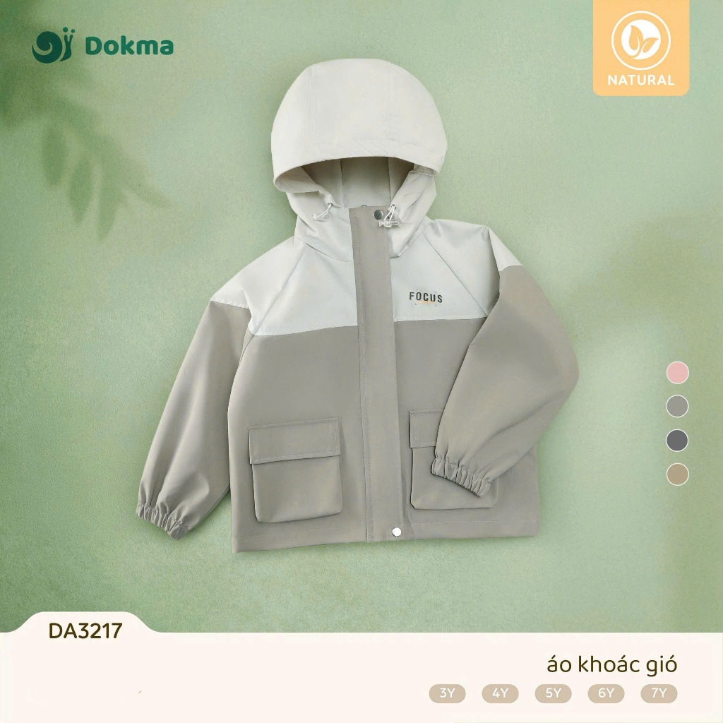 (12-22kg, 3-7Y) Áo Khoác Gió Có Mũ Dokma Cho Bé DA3214 DA3077 DA3216 DA3217
