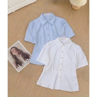 Áo peplum cúc ngọc chỉ nổi