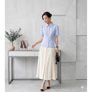 Áo peplum cúc ngọc chỉ nổi