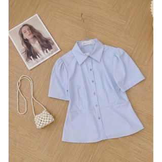 Áo peplum cúc ngọc chỉ nổi