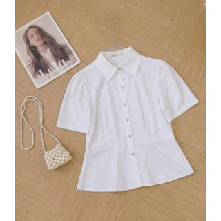 Áo peplum cúc ngọc chỉ nổi