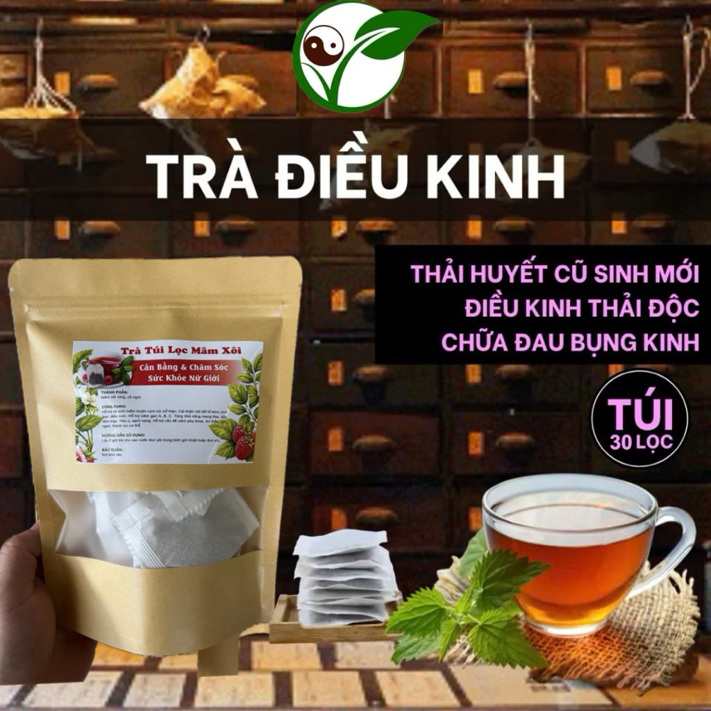 Trà mâm xôi 30 lọc, dành cho phái nữ khô hạn, kinh nguyệt không đều