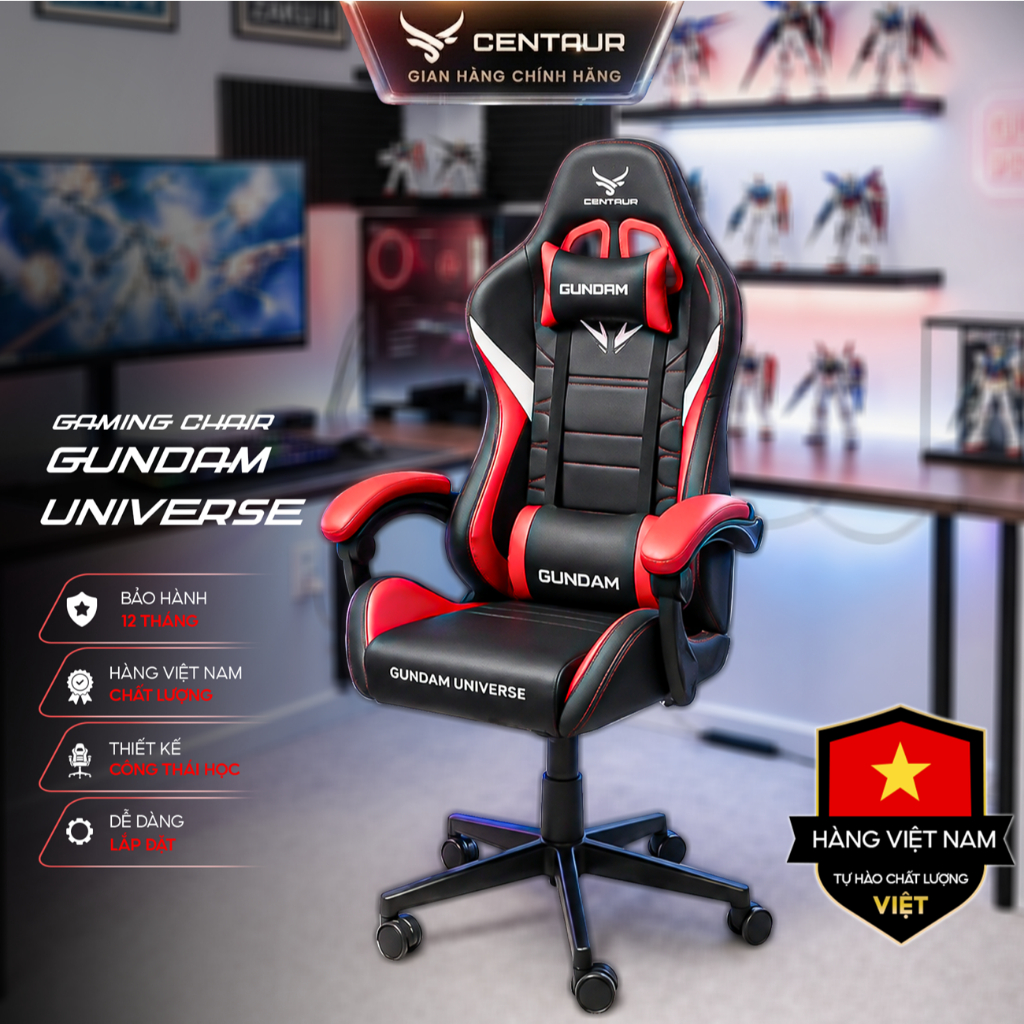 Ghế Gaming Centaur Gundam Universe Form Công Thái Học Khung Full Thép Chịu Lực Cao, Da PU Cao Cấp , Ngả 135 Độ | BigBuy360 - bigbuy360.vn