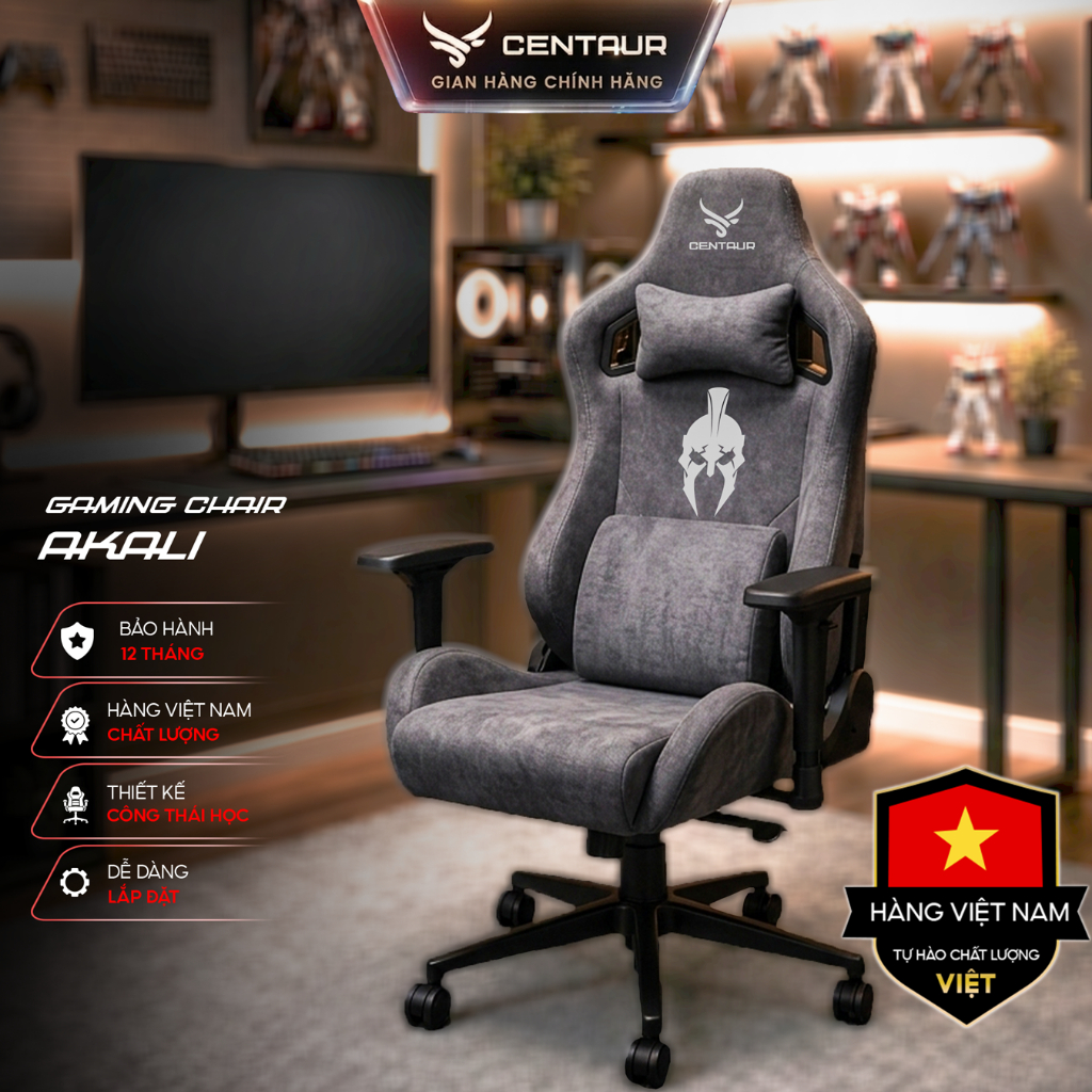 Ghế Gaming Centaur AKALI Da PU Siêu Mềm/ Nỉ Cao Cấp Mềm Mịn, Đệm Cao Su Non Đúc Nguyên Khối Chống Lún, Khung Full Thép | BigBuy360 - bigbuy360.vn