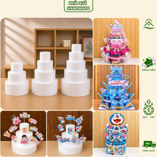Xốp Tròn Ghép Tầng Làm Tháp Bánh Kẹo Sinh Nhật - Đế Xốp Trang Trí Tháp Snack, Tháp Quà Tặng Handmade Nhiều Size