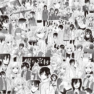 [hàng sẵn] Set 75 Stickers Horimiya Anime Manga Hình Dán Trắng Đen Chống thấm nước HD1