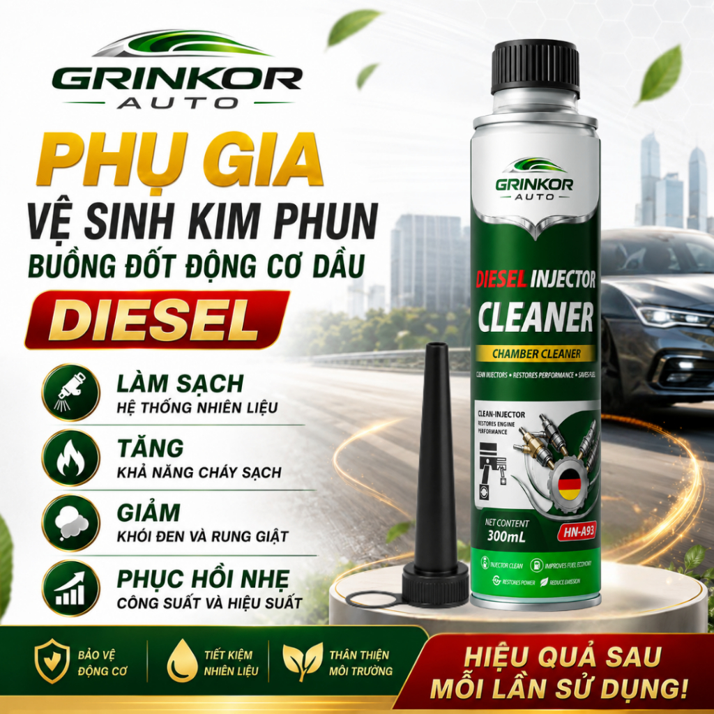 Phụ Gia Vệ Sinh Kim Phun Buồng Đốt Động Cơ Dầu Diesel Grinkor Gold 300ml Hỗ Trợ Vận Hành Êm Hơn