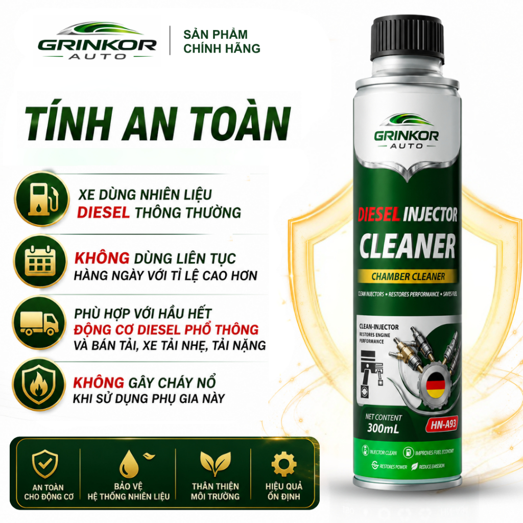 Phụ Gia Vệ Sinh Kim Phun Buồng Đốt Động Cơ Dầu Diesel Grinkor Gold 300ml Hỗ Trợ Vận Hành Êm Hơn