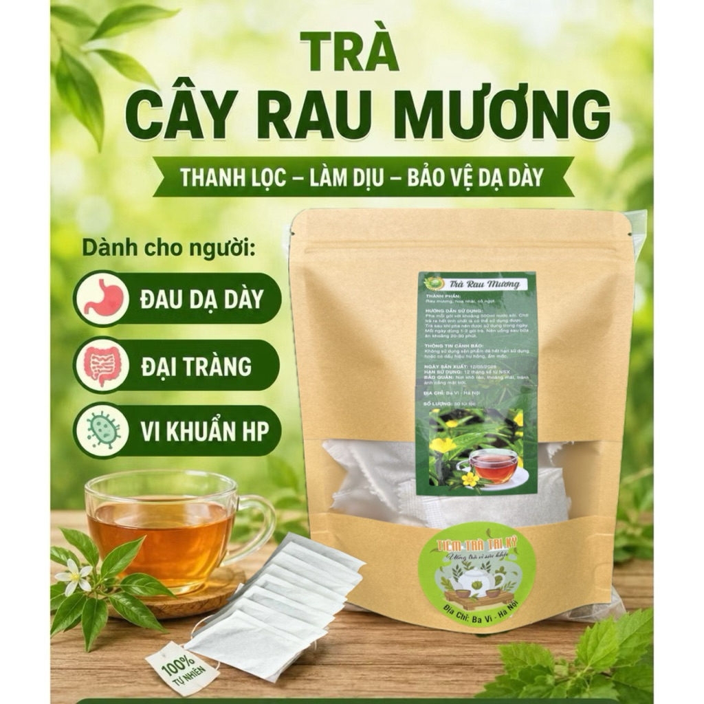[ 2gói Trà Rau Mương, Hp dạ dày, đầy bụng Khó tiêu, Trào ngược dạ dày
