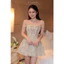 Váy trễ vai lệch vai phối ren, thiết kế không dây, phong cạc hiện đại - Hàng Thiết Kế - TY CLOTHING