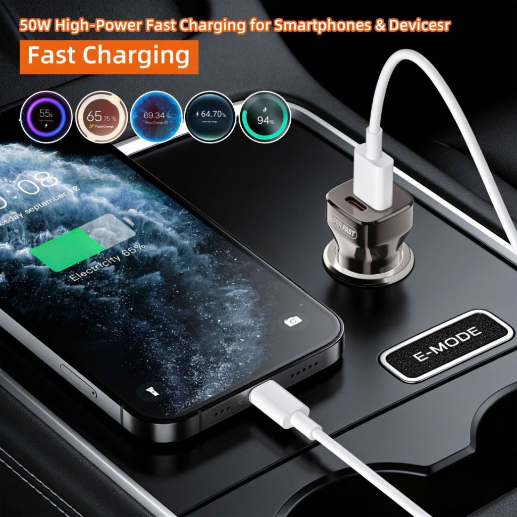 Tẩu sạc nhanh ô tô hỗ trợ hai cổng sạc USB và Type C APD-CC09 50W PD + QC3.0