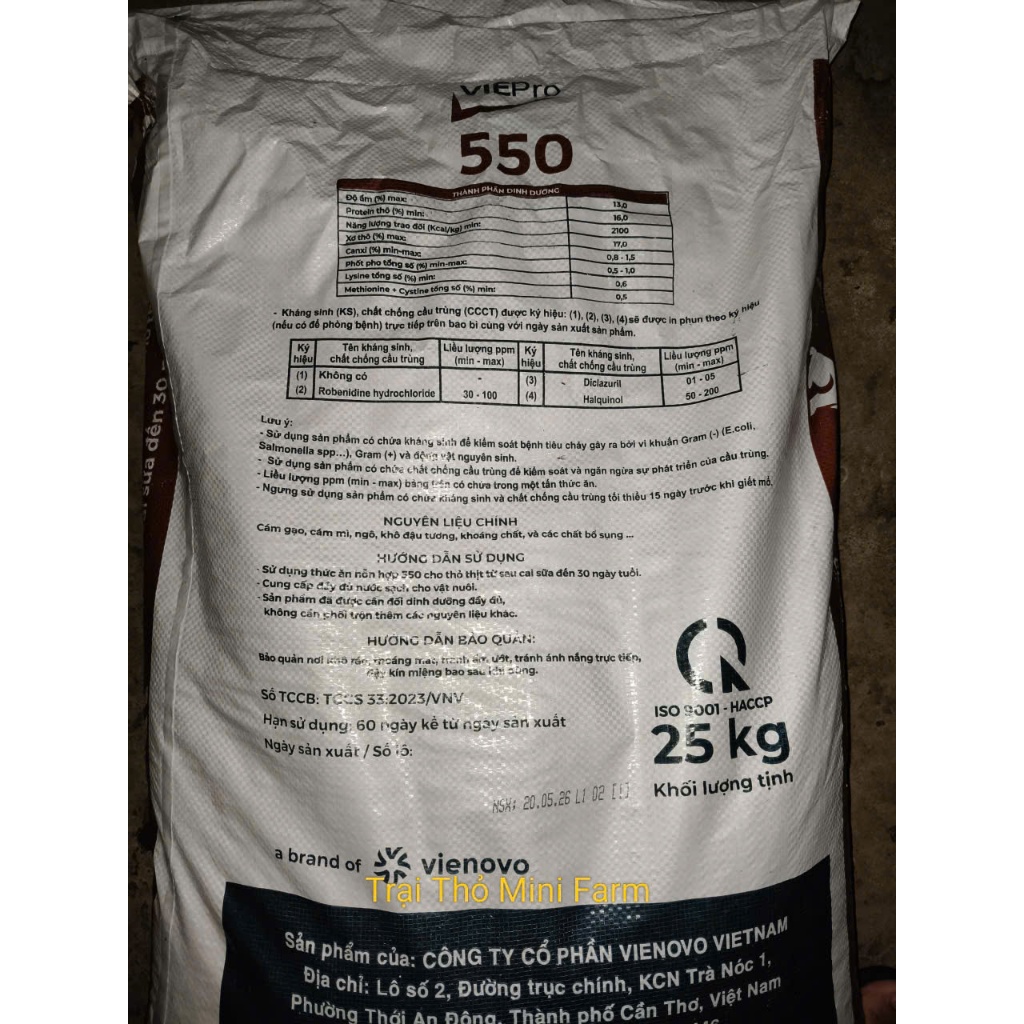 Cám thỏ viên VIEPro 550 | Thức ăn cho thỏ, bọ ú, chuột lang | Loại dùng thử 500g - 2kg