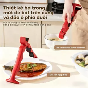 Kẹp chống bỏng 3 trong 1 kẹp chống trượt bằng silicon kẹp bát, dụng cụ mở nắp chai giữ nhiệt nhà bếp