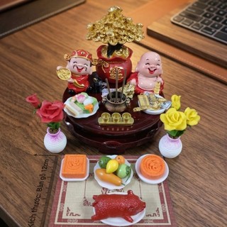 Bàn Thờ Thần Tài Thổ Địa Mini trang trí decor phong thủy mang lại may mắn, tài lộc