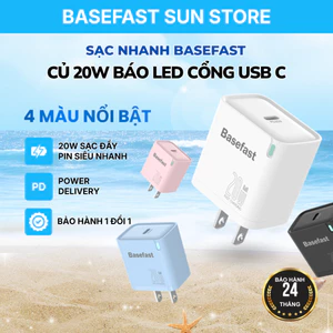 Củ Sạc Nhanh 20W Basefast GaN CổngType C Chống Tải Nhiệt Cho Smartphone &Ándroid
