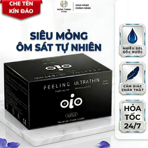 Bao cao su OiO siêu mỏng, kéo dài thời gian, gân gai, nhiều gel bôi trơn - Hộp 10 bcs