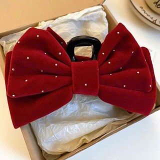 Kẹp Tóc Bướm Hoa Đỏ Nhung Cố Định Hoa Hồng Đỏ Red Rose Cổ Điển Cao Cấp Phong Cách Hàn Quốc