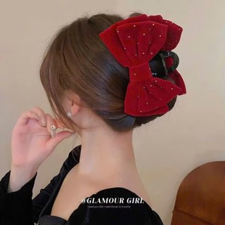 Kẹp Tóc Bướm Hoa Đỏ Nhung Cố Định Hoa Hồng Đỏ Red Rose Cổ Điển Cao Cấp Phong Cách Hàn Quốc